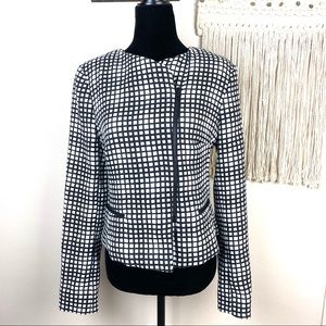 L’AGENCE  Black and White Grid Squares Jacket